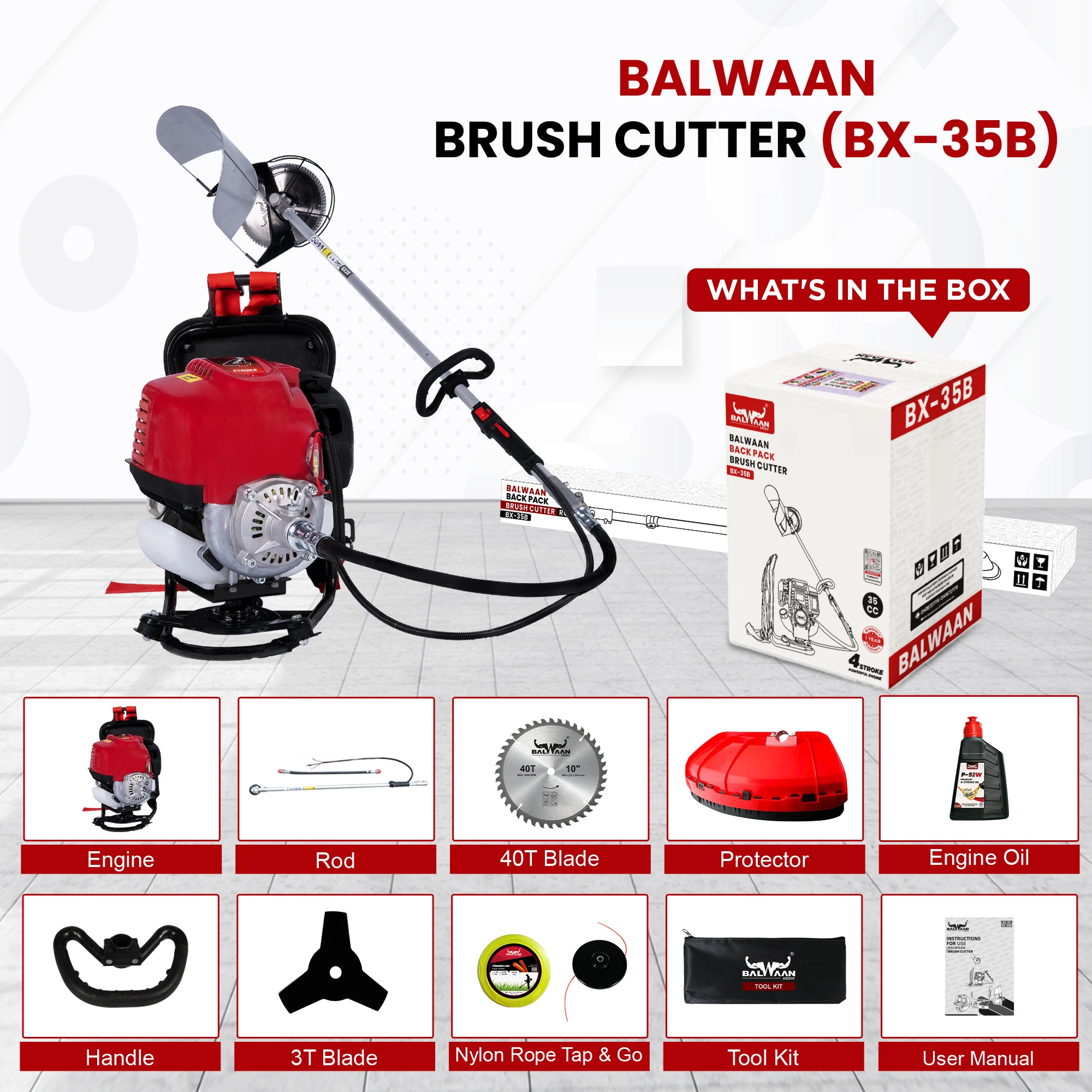 BALWAAN BACK PACK BRUSH CUTTER BX-35B