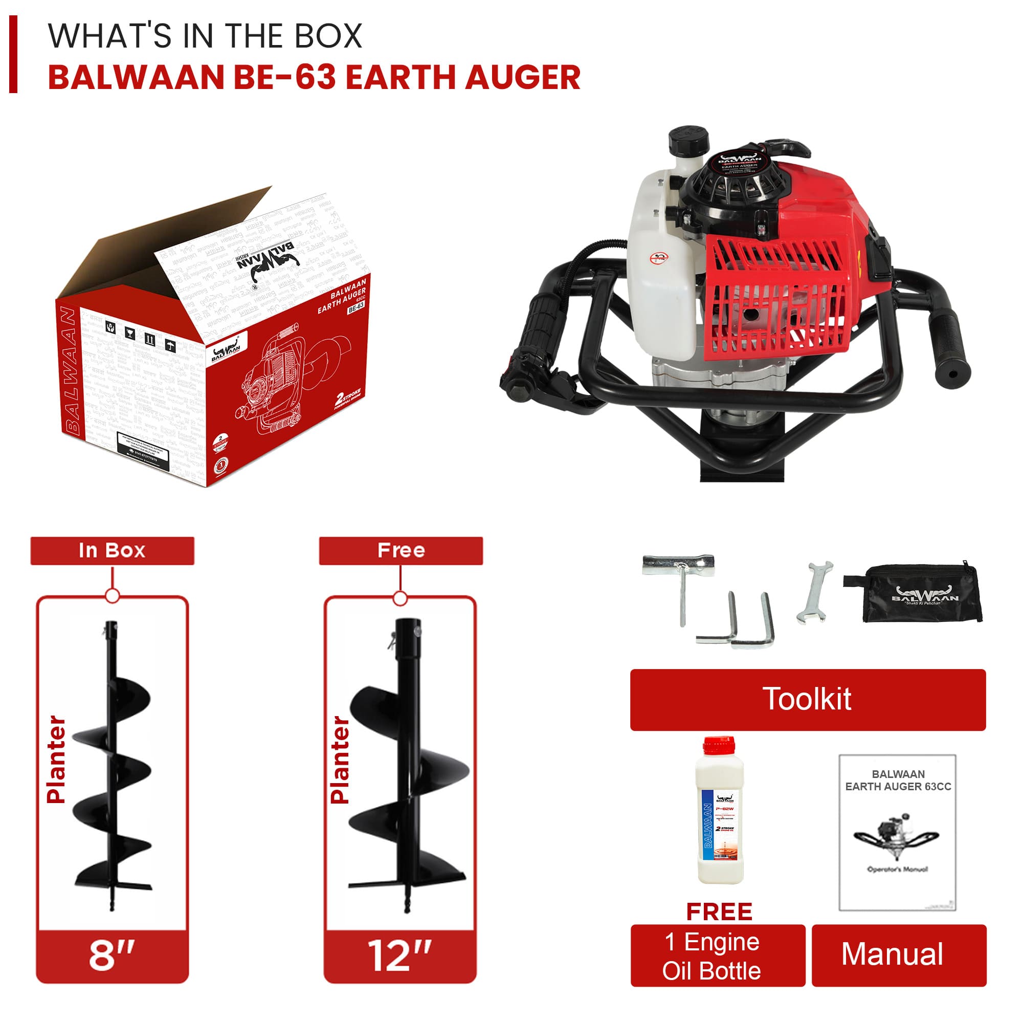BALWAAN EARTH AUGER BE-63 63CC 8&12 NCH PLANTER 2STROK