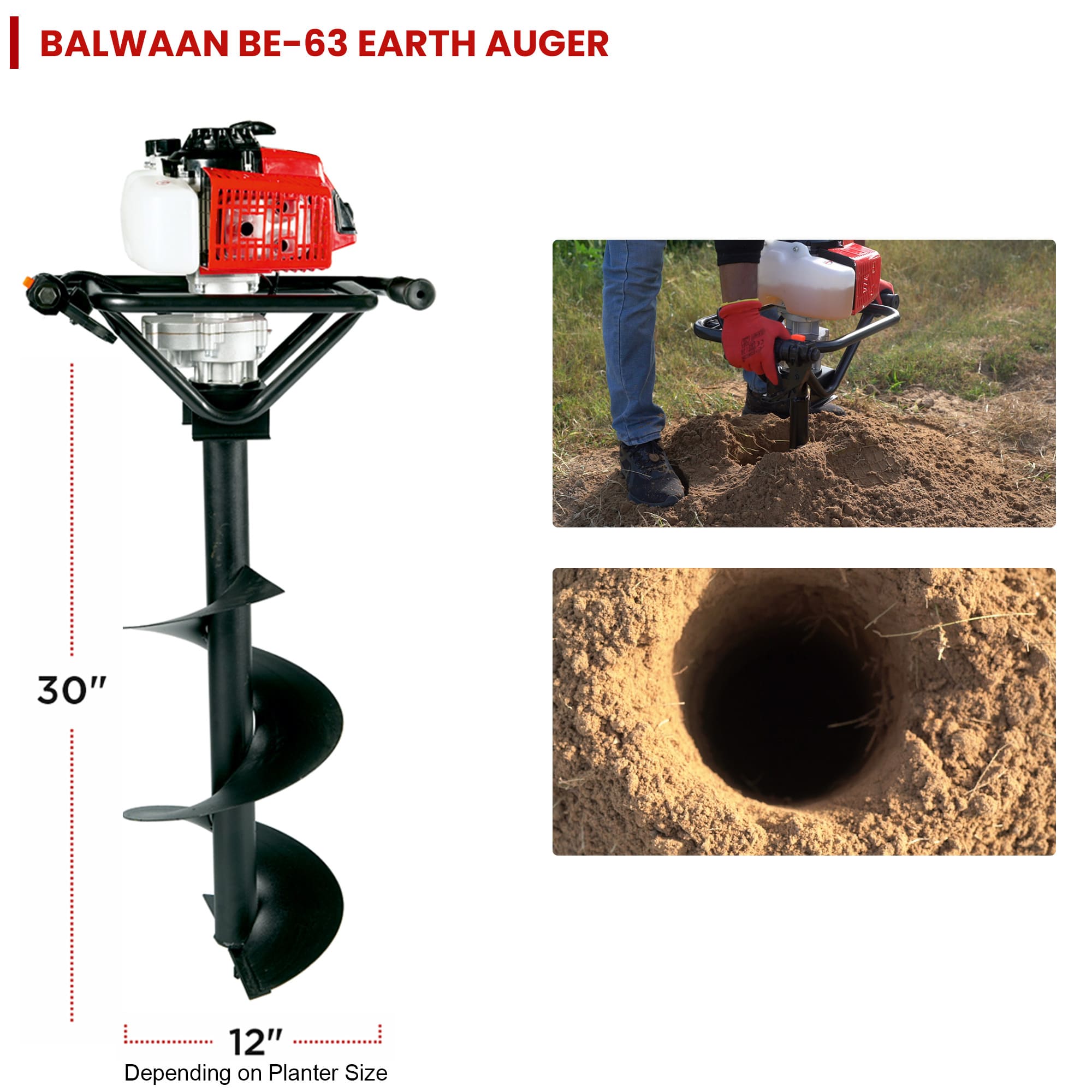 BALWAAN EARTH AUGER BE-63 63CC 8&12 NCH PLANTER 2STROK