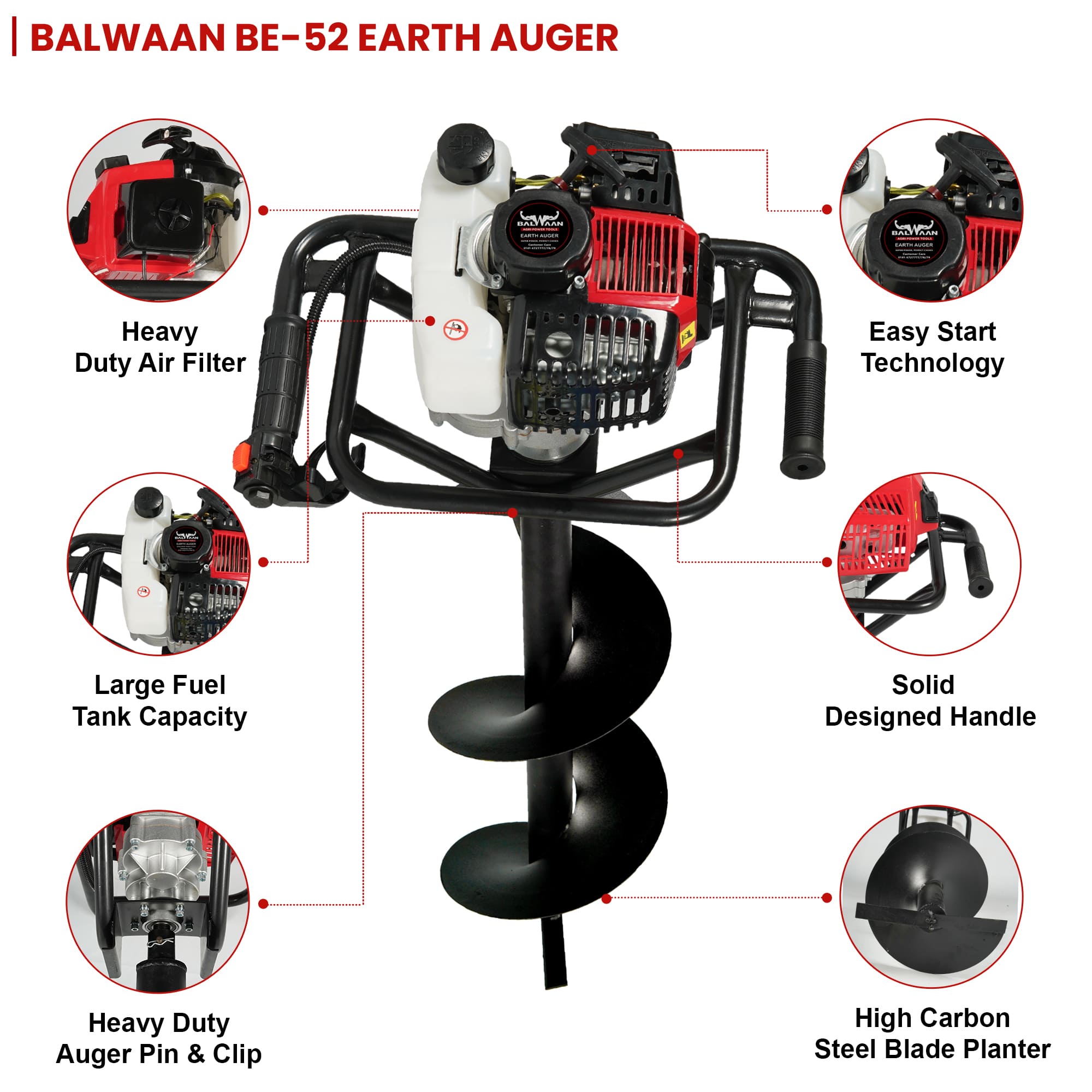 BALWAAN EARTH AUGER BE-52 52CC WITH 8&12 INCHPLANTER