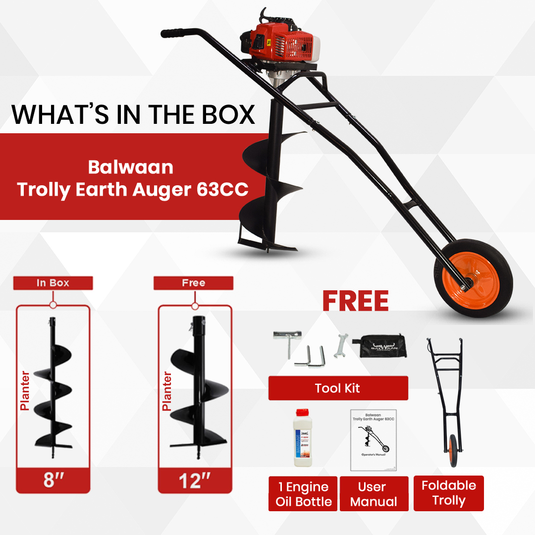 BALWAAN TROLY EARTH AUGER 63CC 8&amp;12 INCH PLANTER 