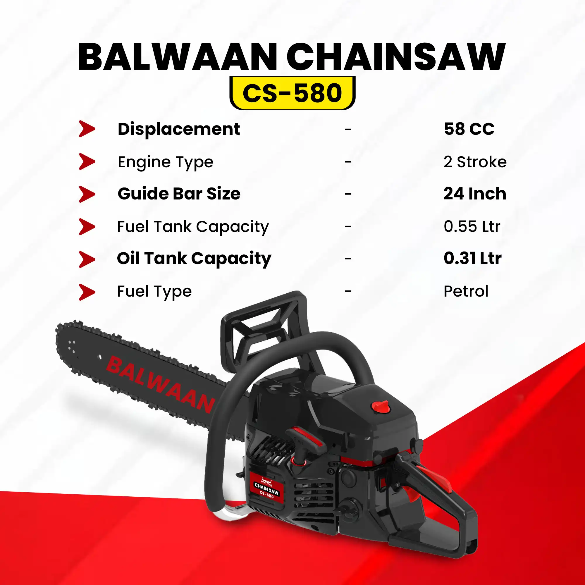 BALWAAN CHAINSAW CS-580 | 24INCH