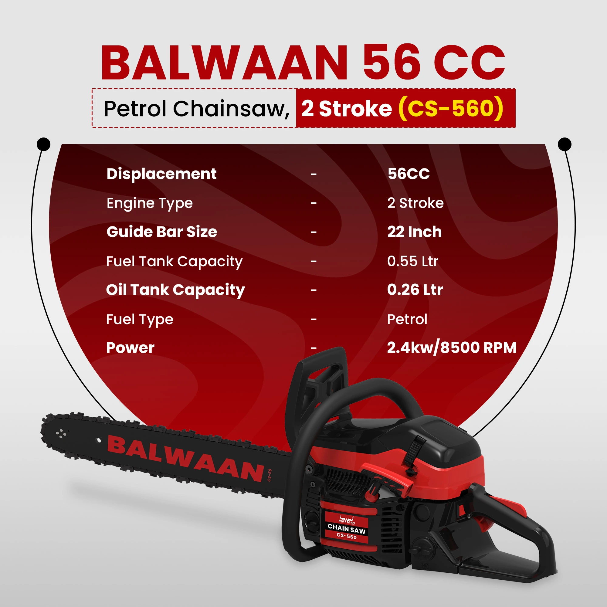 BALWAAN CHAINSAW CS-560 22INCH