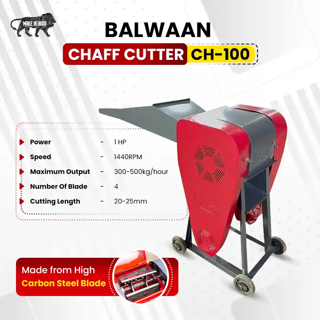 BALWAAN CHAFF CUTTER CH-100 FOR DAIRY FARMING 300/500KG HOUR FOODDER