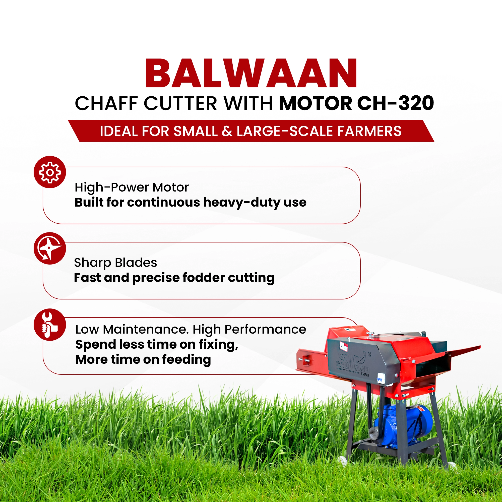 BALWAAN CHAF CUTTER CH-320 [WITH GEAR | MOTOR & CONVERGON BELT