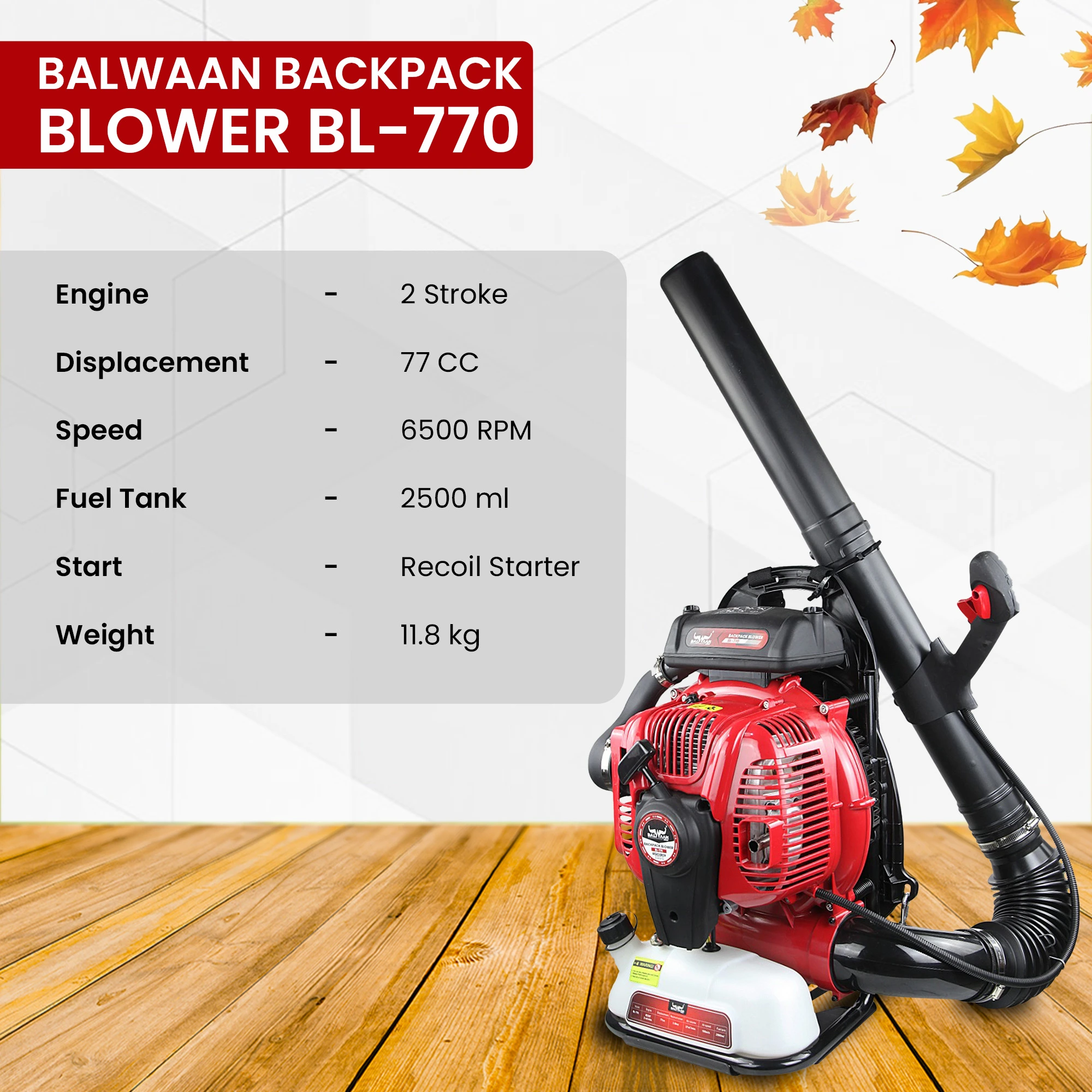 BALWAAN BACK PACK LEAF BLOWER BL-770