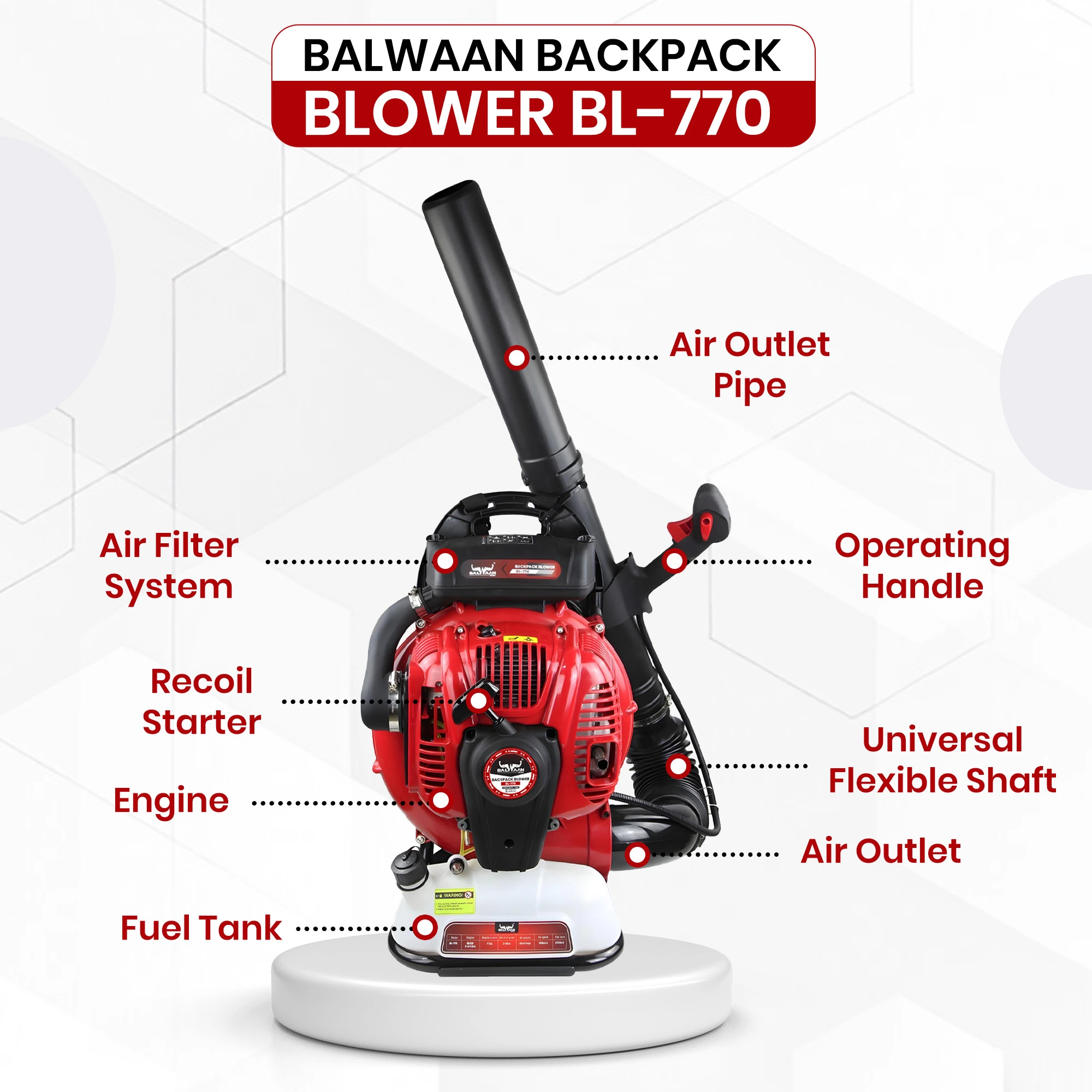 BALWAAN BACK PACK LEAF BLOWER BL-770