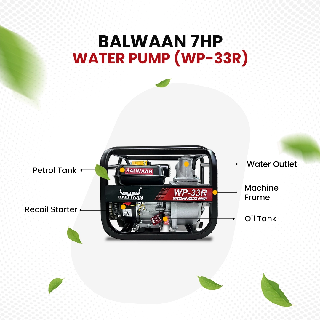 BALWAAN WP-33R 7HP PETROL WATER PUMP 4STROK ENGINE 1000 /1200 L MIN