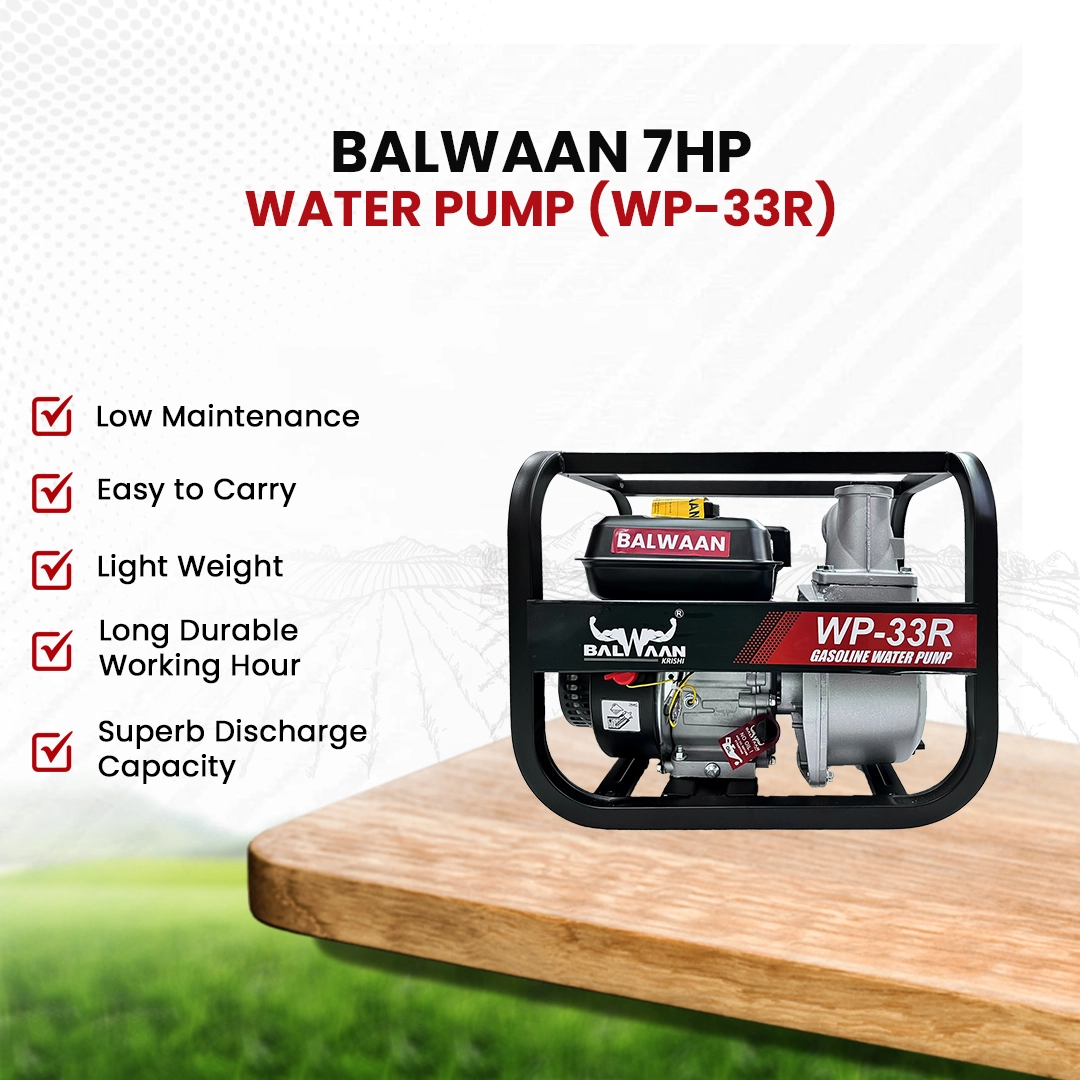 BALWAAN WP-33R 7HP PETROL WATER PUMP 4STROK ENGINE 1000 /1200 L MIN
