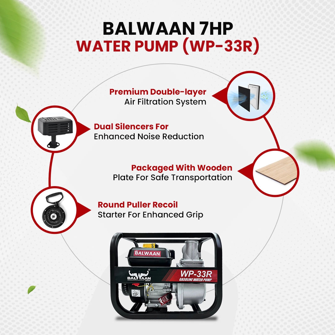 BALWAAN WP-33R 7HP PETROL WATER PUMP 4STROK ENGINE 1000 /1200 L MIN