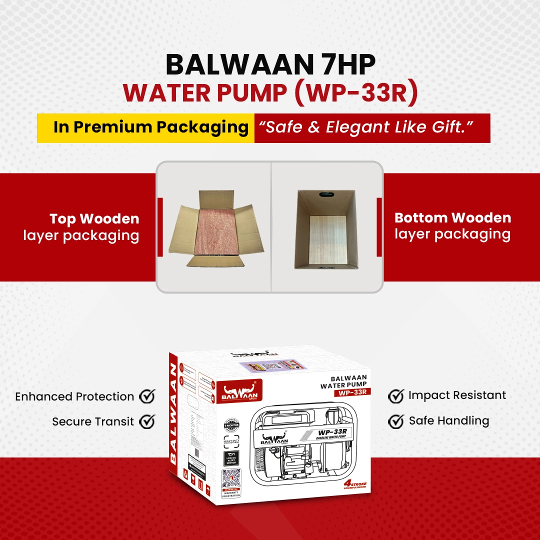BALWAAN WP-33R 7HP PETROL WATER PUMP 4STROK ENGINE 1000 /1200 L MIN