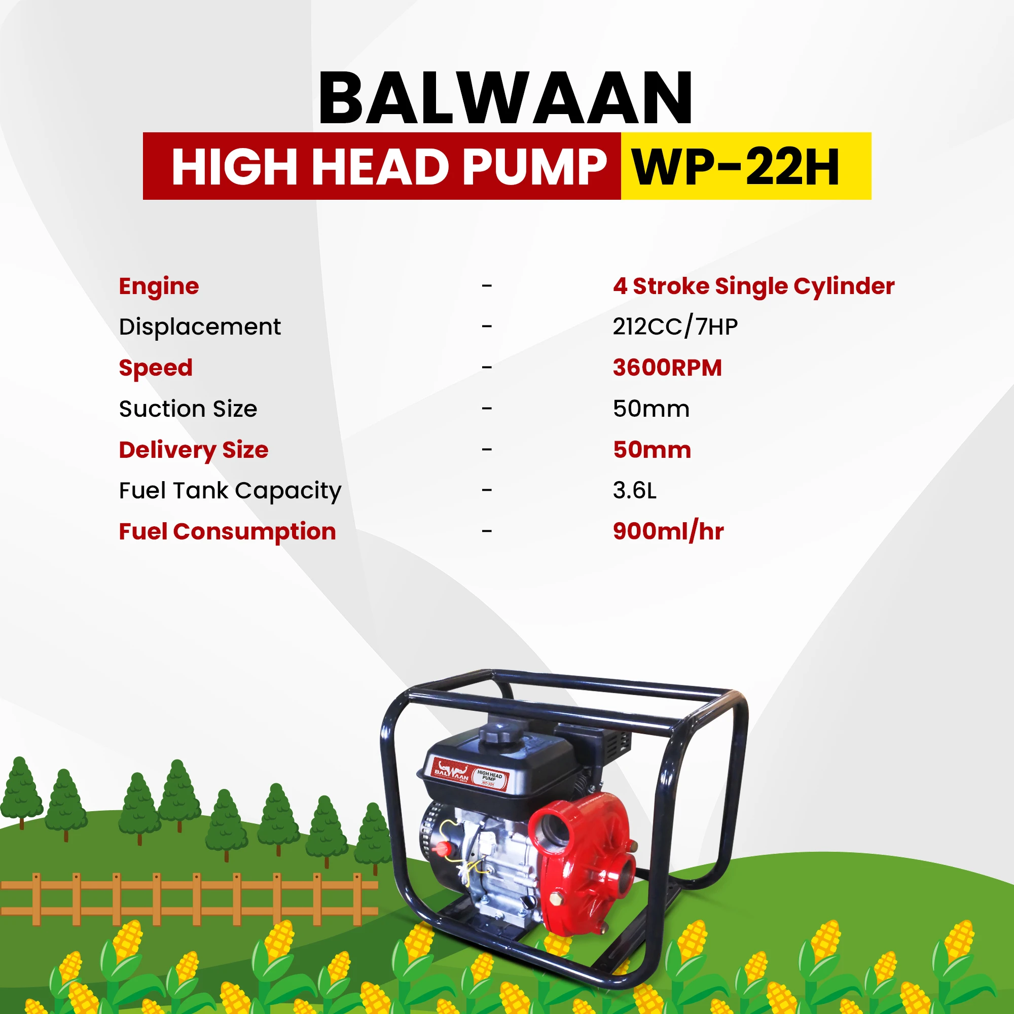 BALWAAN 2X2 INCH HIGH HEAD PUMP/WP-22H