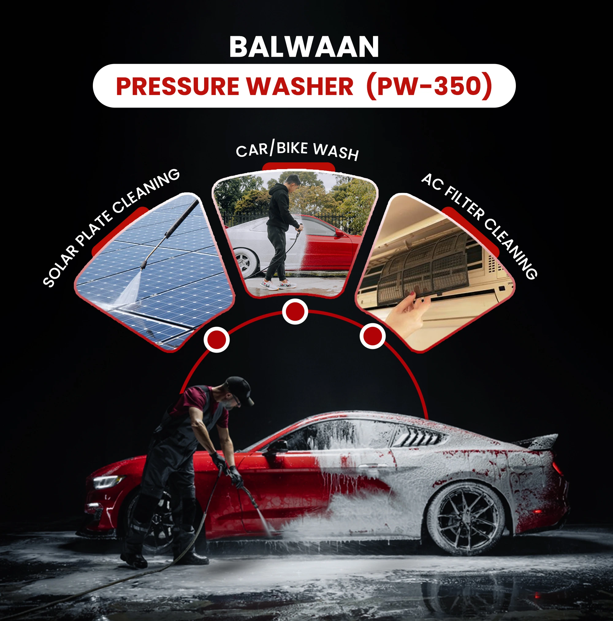 BALWAAN PRESSUR WASHER [PW-350] HEAVY DUTY PUMP HEAD WITH POWERFULL 1800W COPPER MOTOR