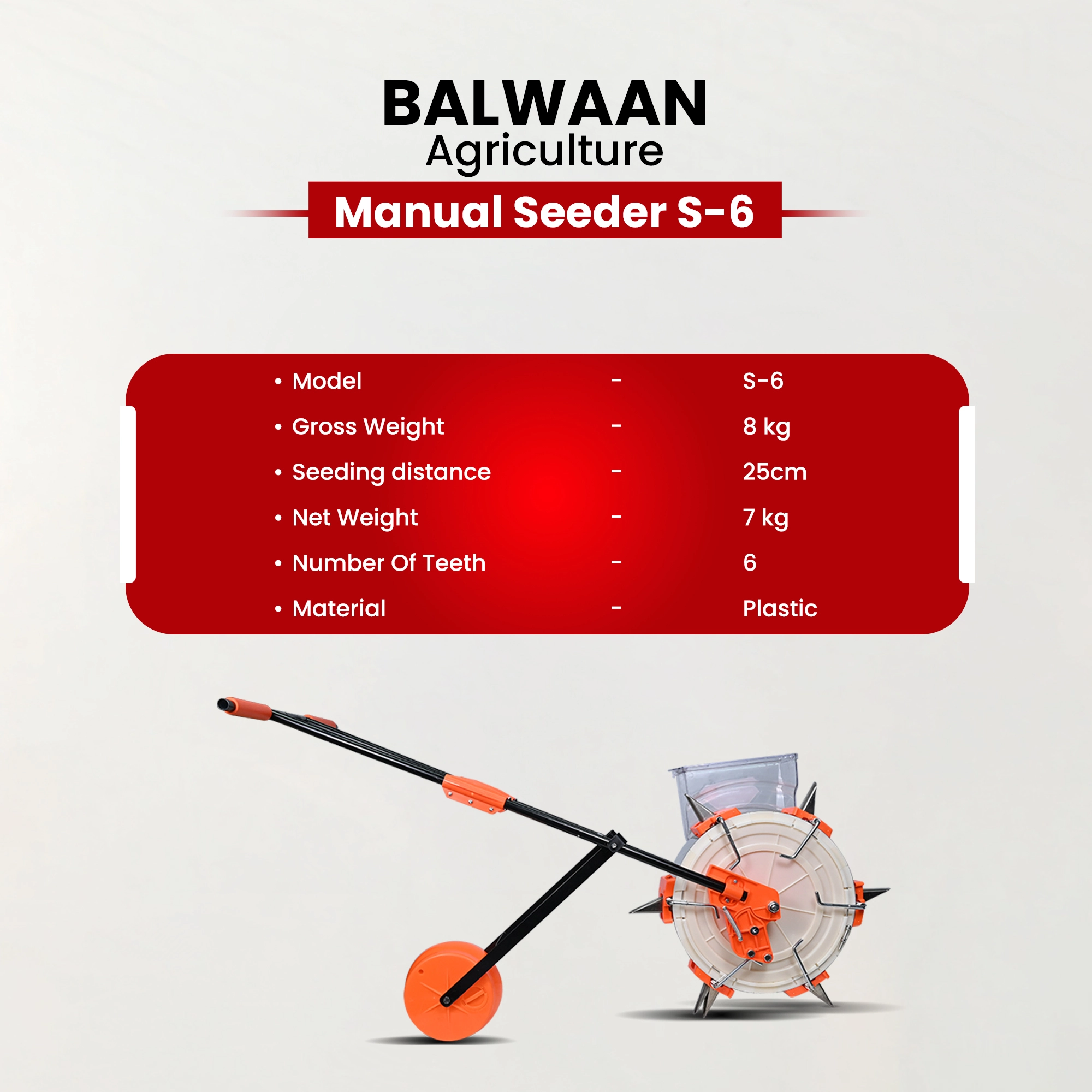 BALWAAN MANUAL SEEDER 5-6 / HAND-OPERATED SEED PLANTER
