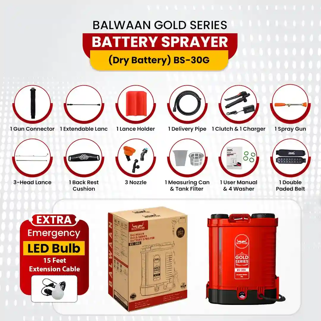 BALWAAN GOLD SERIIES BATTRY SPRAYER BS-30G 12VOLTS X 12 APPER DOUBLE MOTOR FIRST DIGITAL BATTRY INDICATOR