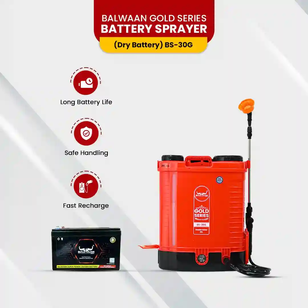 BALWAAN GOLD SERIIES BATTRY SPRAYER BS-30G 12VOLTS X 12 APPER DOUBLE MOTOR FIRST DIGITAL BATTRY INDICATOR