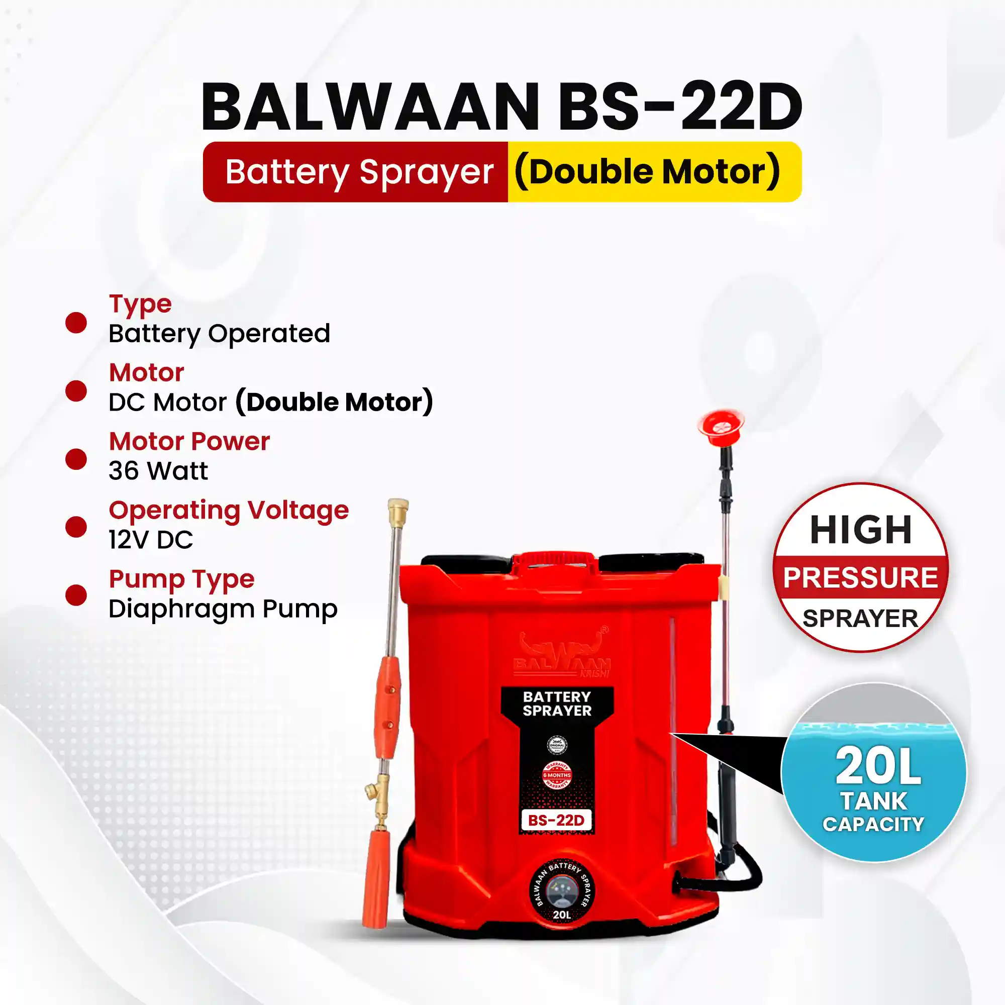 BALWAAN DOUBLE  MOTOR BATTERY SPRAYER BS-22D