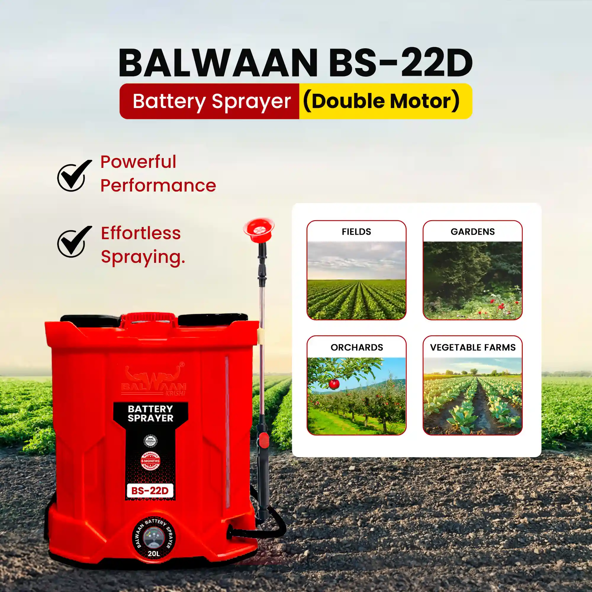 BALWAAN DOUBLE  MOTOR BATTERY SPRAYER BS-22D