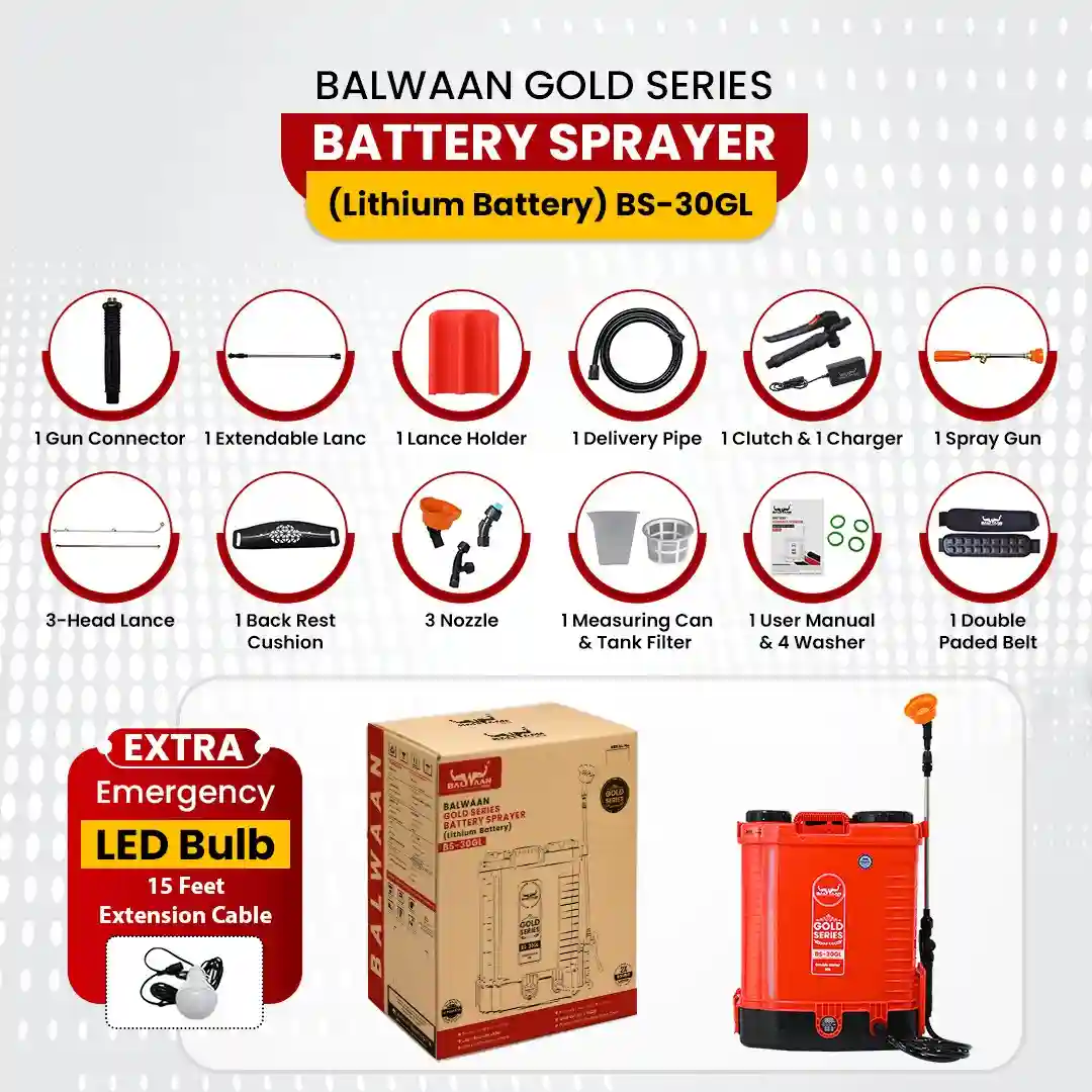 BALWAAN GOLD SERIES BATTRY SPRAYER BS-30GL WITH LITHIAM-ION BATTRY / 12 VOLTS X 12 AMPERE DOUBLE MOTOR HIGH-PRESSURE AGRIICULTURE SPRAYER
