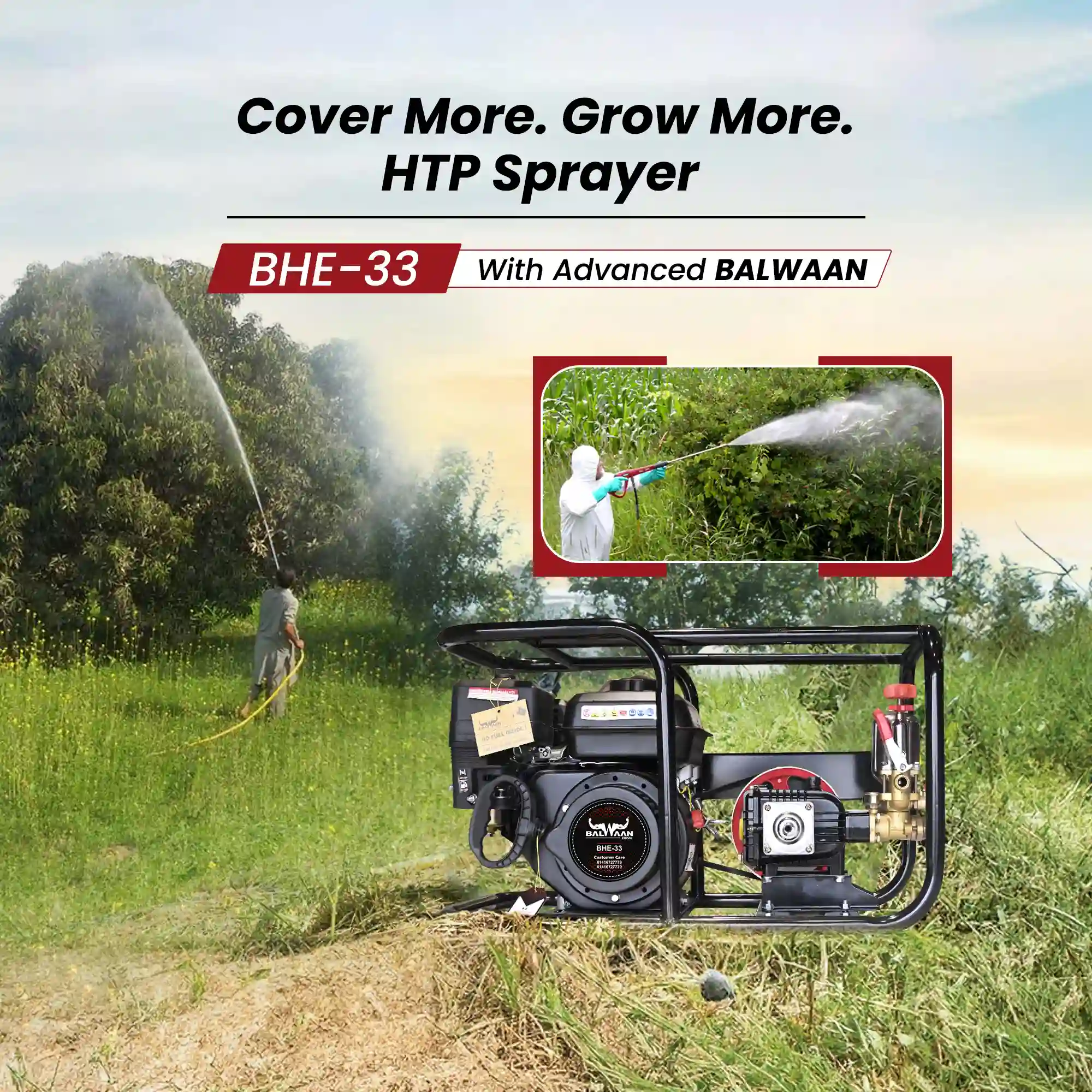 BALWAAN 33 NO.HTP SPRAYER WITH 6.5 HP ENGINE & SOMTR HOSE | BHE-33