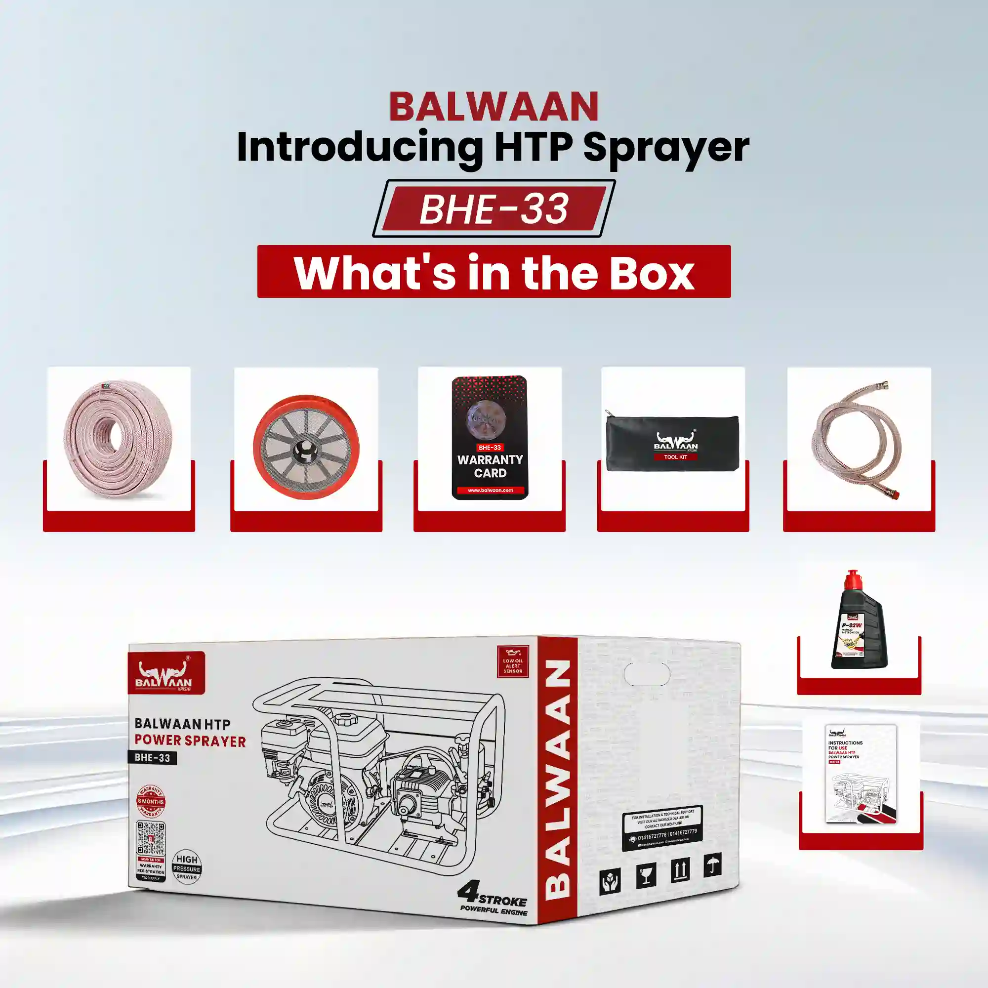 BALWAAN 33 NO.HTP SPRAYER WITH 6.5 HP ENGINE & SOMTR HOSE | BHE-33