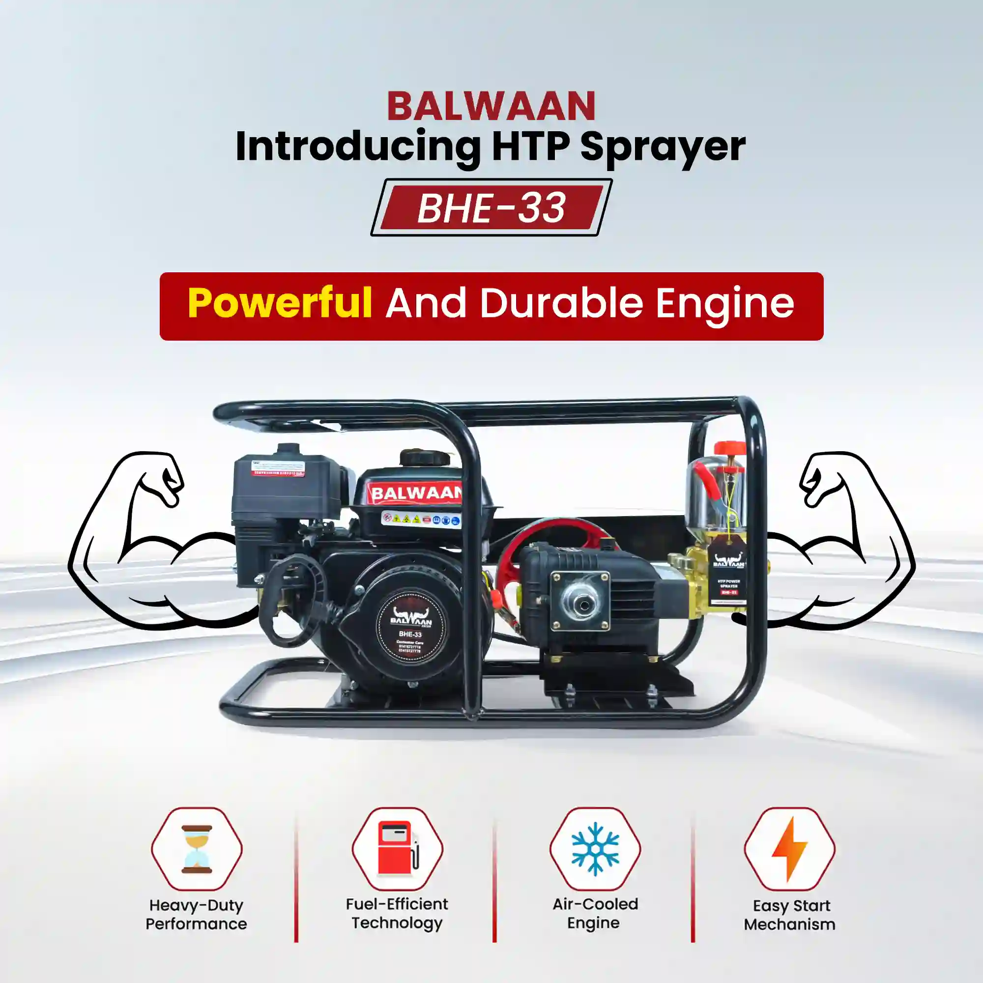 BALWAAN 33 NO.HTP SPRAYER WITH 6.5 HP ENGINE & SOMTR HOSE | BHE-33