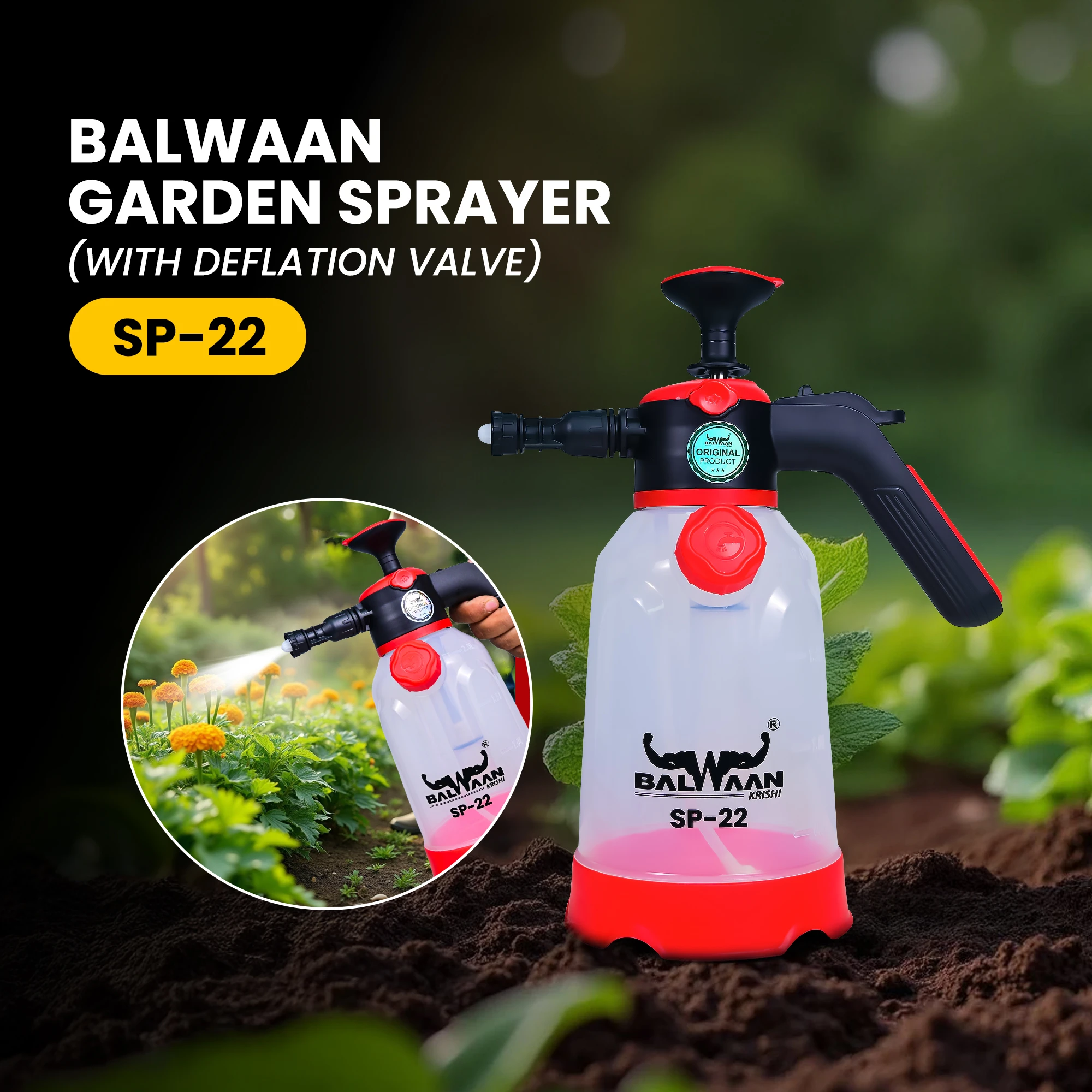 BALWAAN 3IN 1  FOAM  SPRAYER SP-22 | 2  LTR CAPACITY BEST FOR CAR BIKE WASH  AGRICULTURE GARDENING PESTICIDES GLASS CLEANING