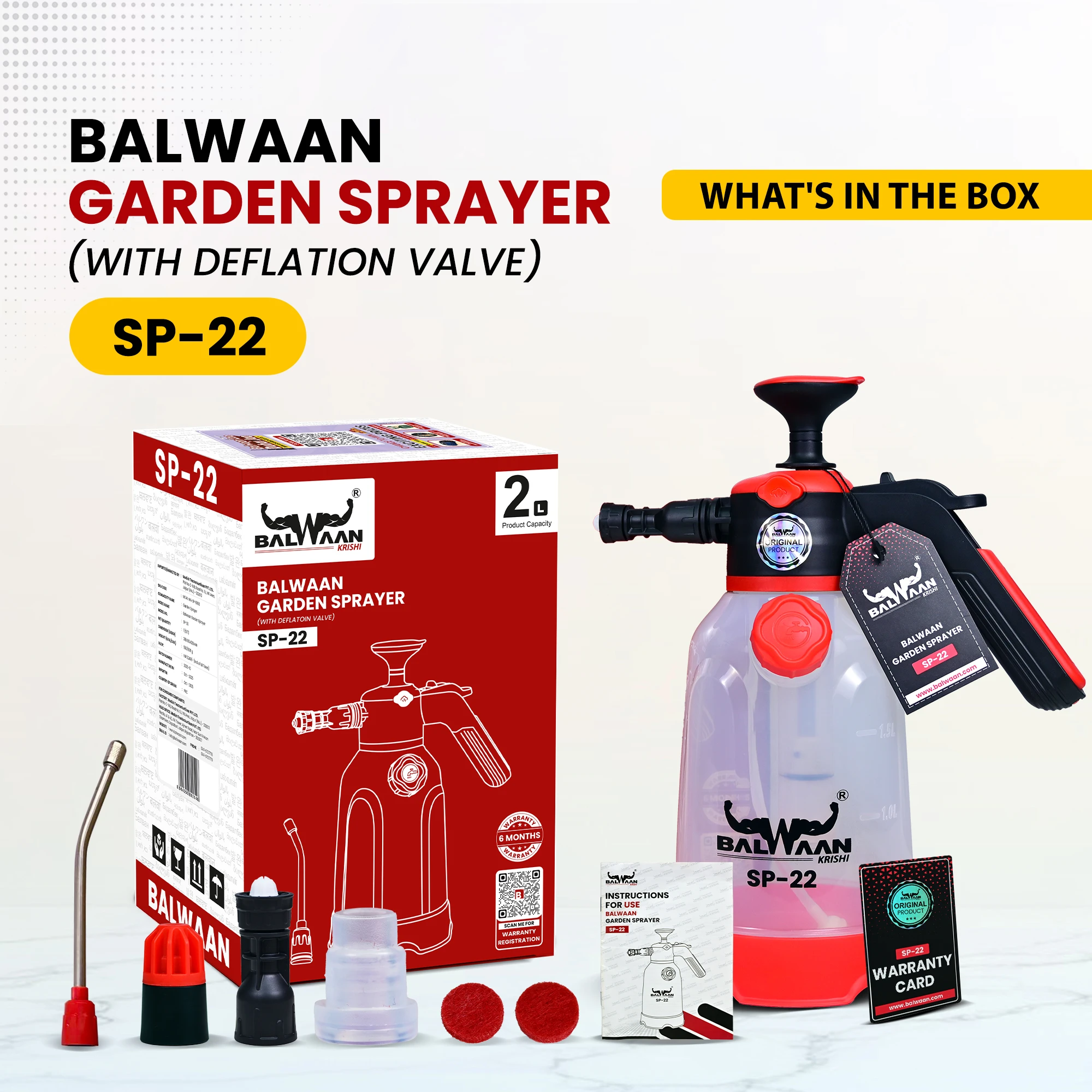 BALWAAN 3IN 1  FOAM  SPRAYER SP-22 | 2  LTR CAPACITY BEST FOR CAR BIKE WASH  AGRICULTURE GARDENING PESTICIDES GLASS CLEANING