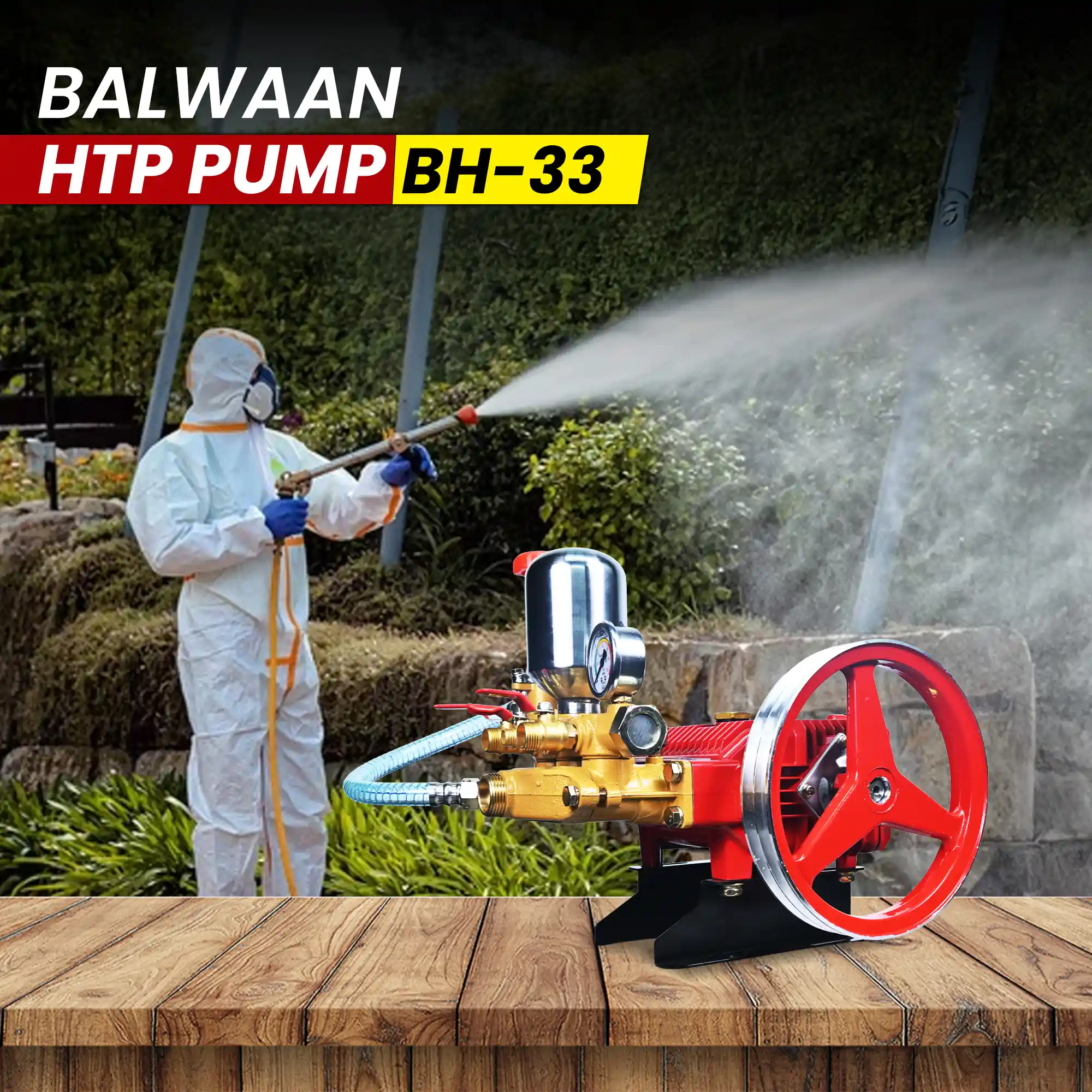 BALWAAN HTP PUMP BH-33 HIGH PRESSUR TRIPLE PISTON SPRAYER PUMP FOR AGRICULTURE ORCHARD CAR,BIKE WASHING