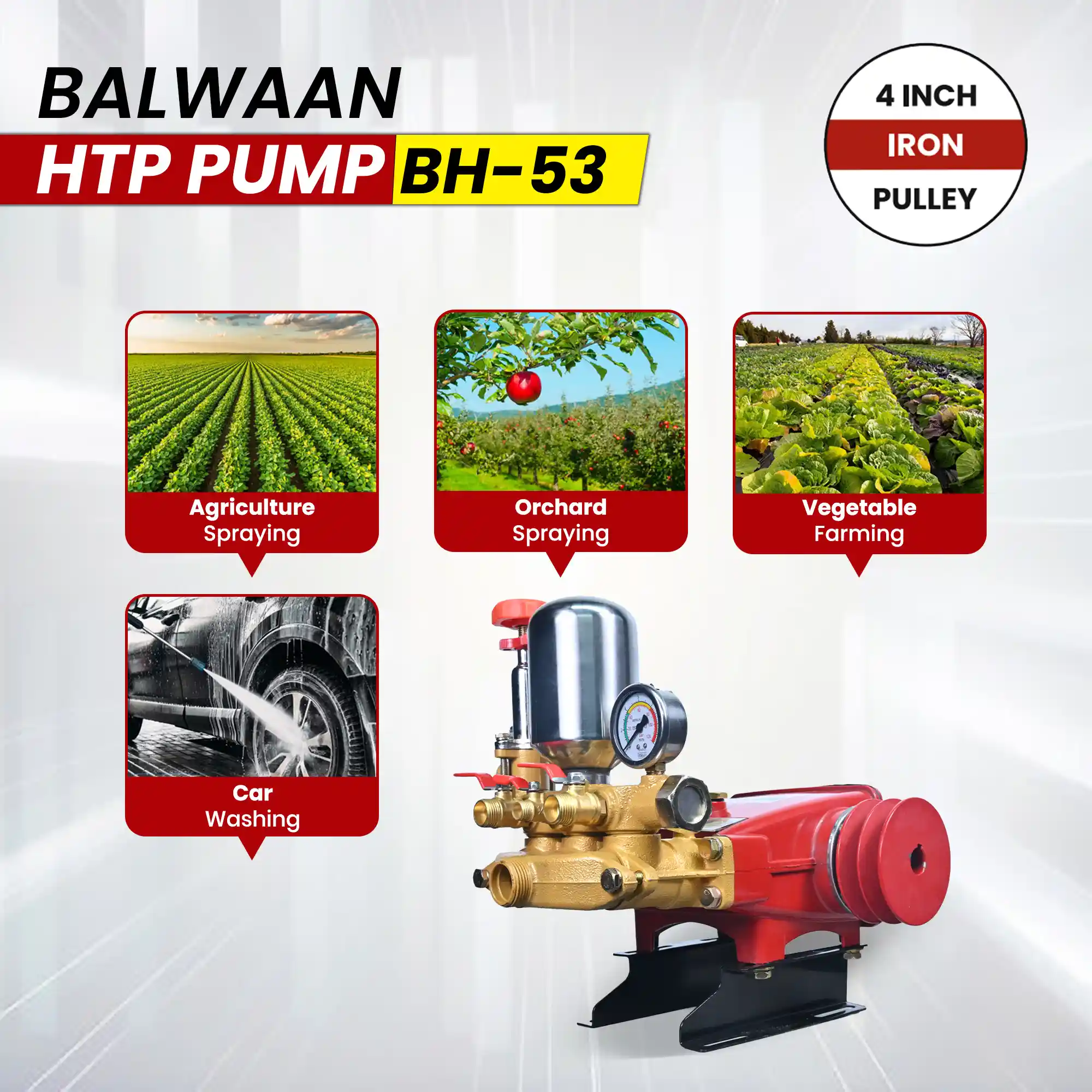 BALWAAN HTP PUMP BH-53 HIGH PRESSUR TRIPLE PISTON SPRAYER PUMP HEAVY DUTY AGRICULTURE, GARDENING PUMP