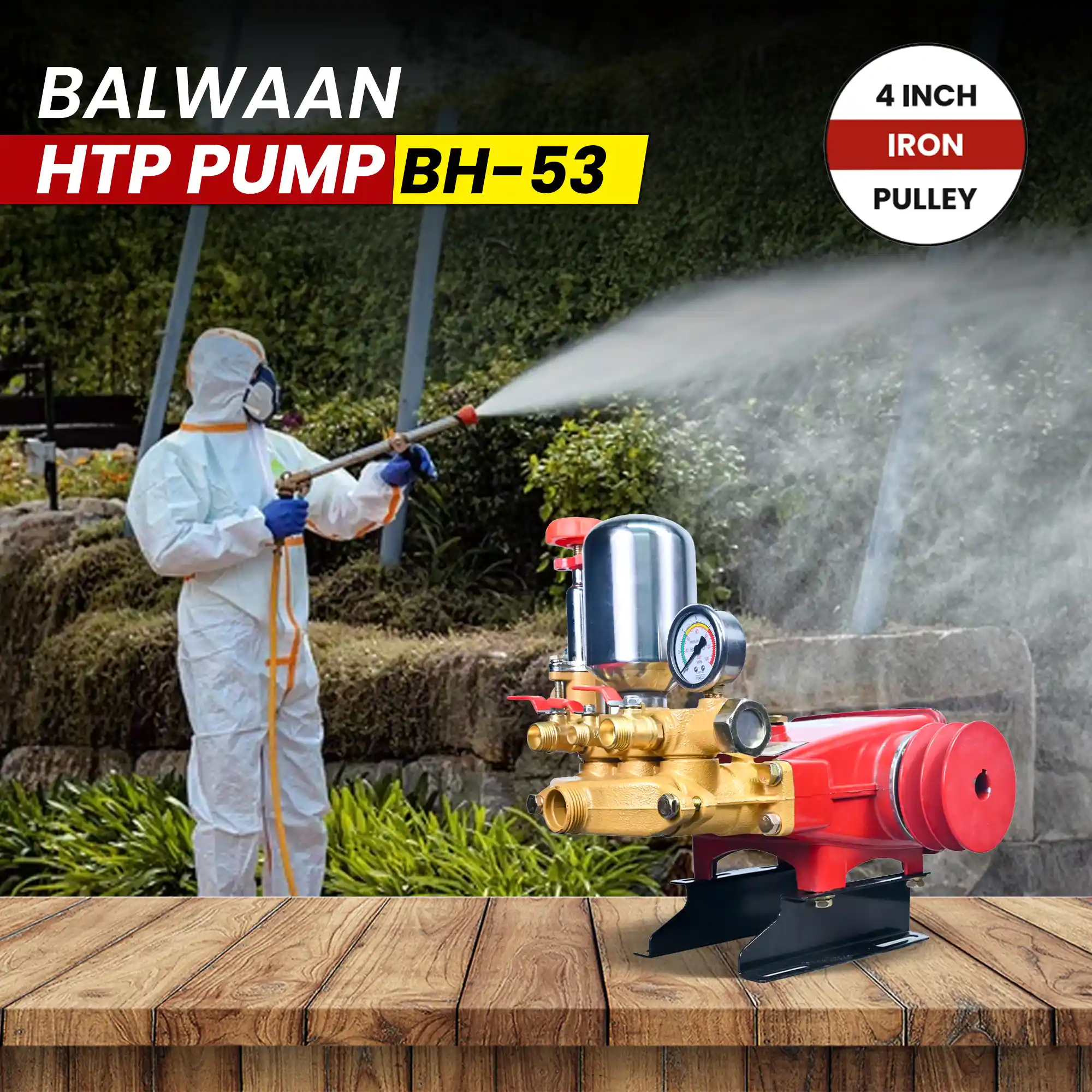 BALWAAN HTP PUMP BH-53 HIGH PRESSUR TRIPLE PISTON SPRAYER PUMP HEAVY DUTY AGRICULTURE, GARDENING PUMP