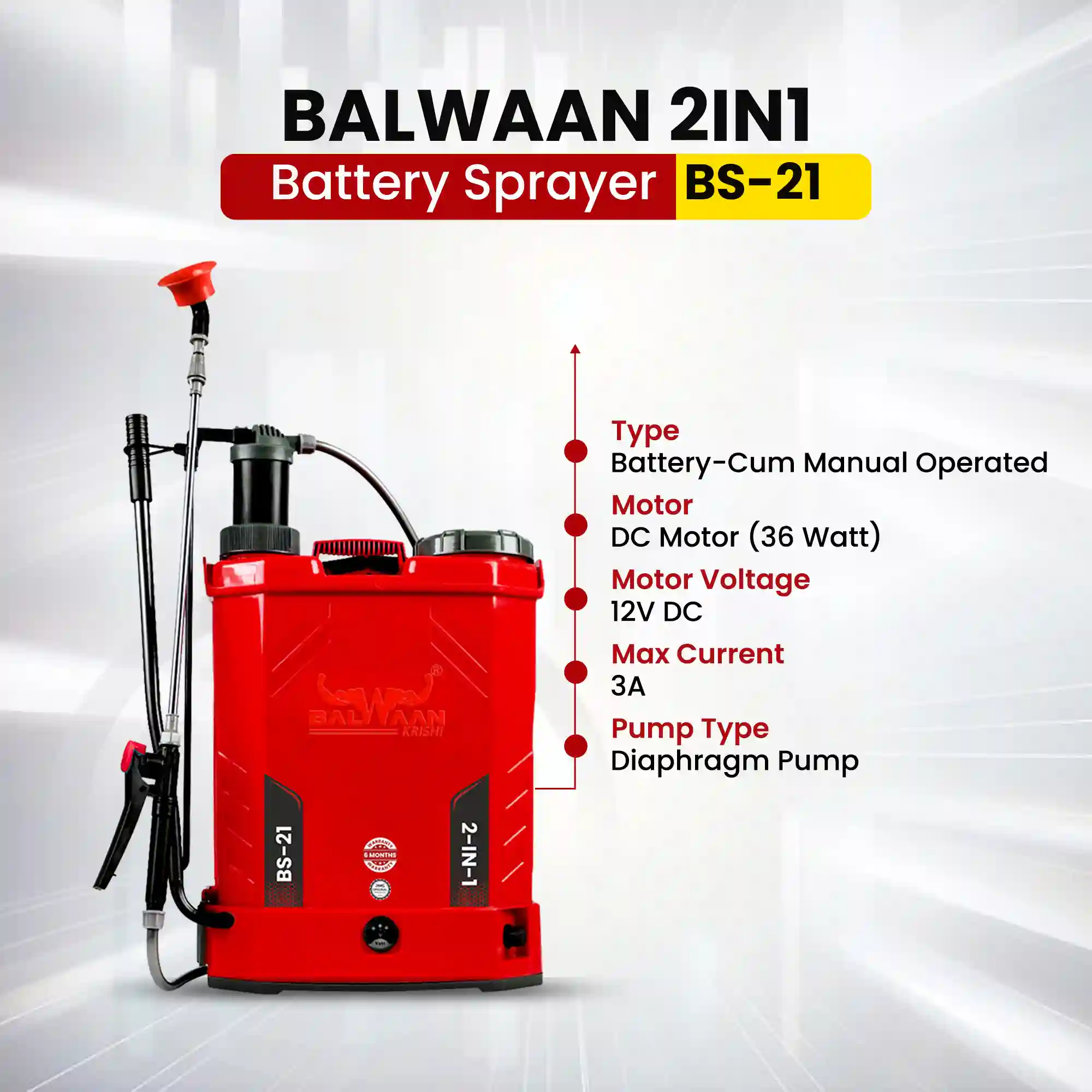 BALWAAN BS-21 2IN1 SINGLE MOTOR BATTRY SPRAYER 12X8