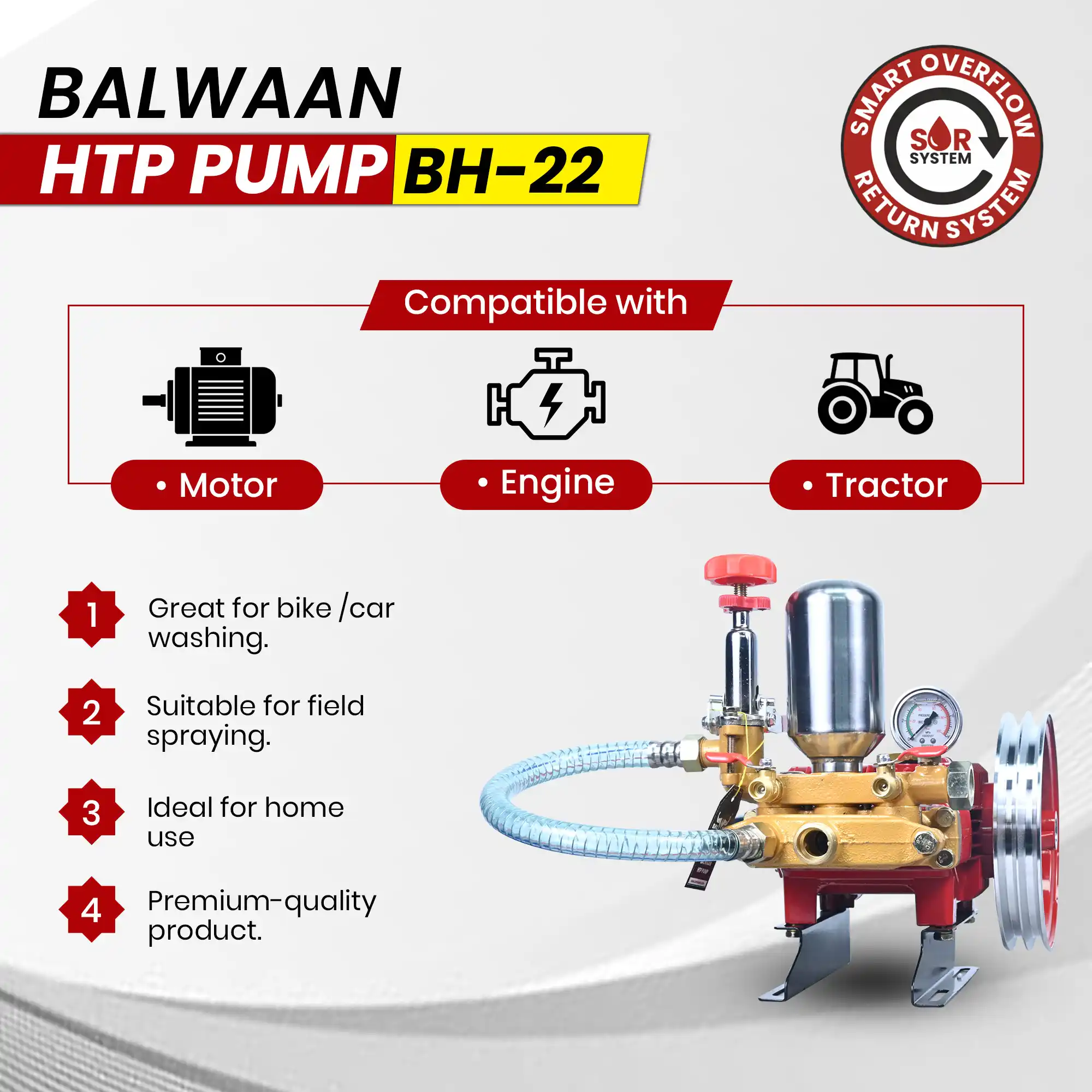 BALWAAN BH-22 HIGH PRESSUR HTP PUMP 3 PISTON AGRICULTURE SPRAYING CLEANING PURPOSE