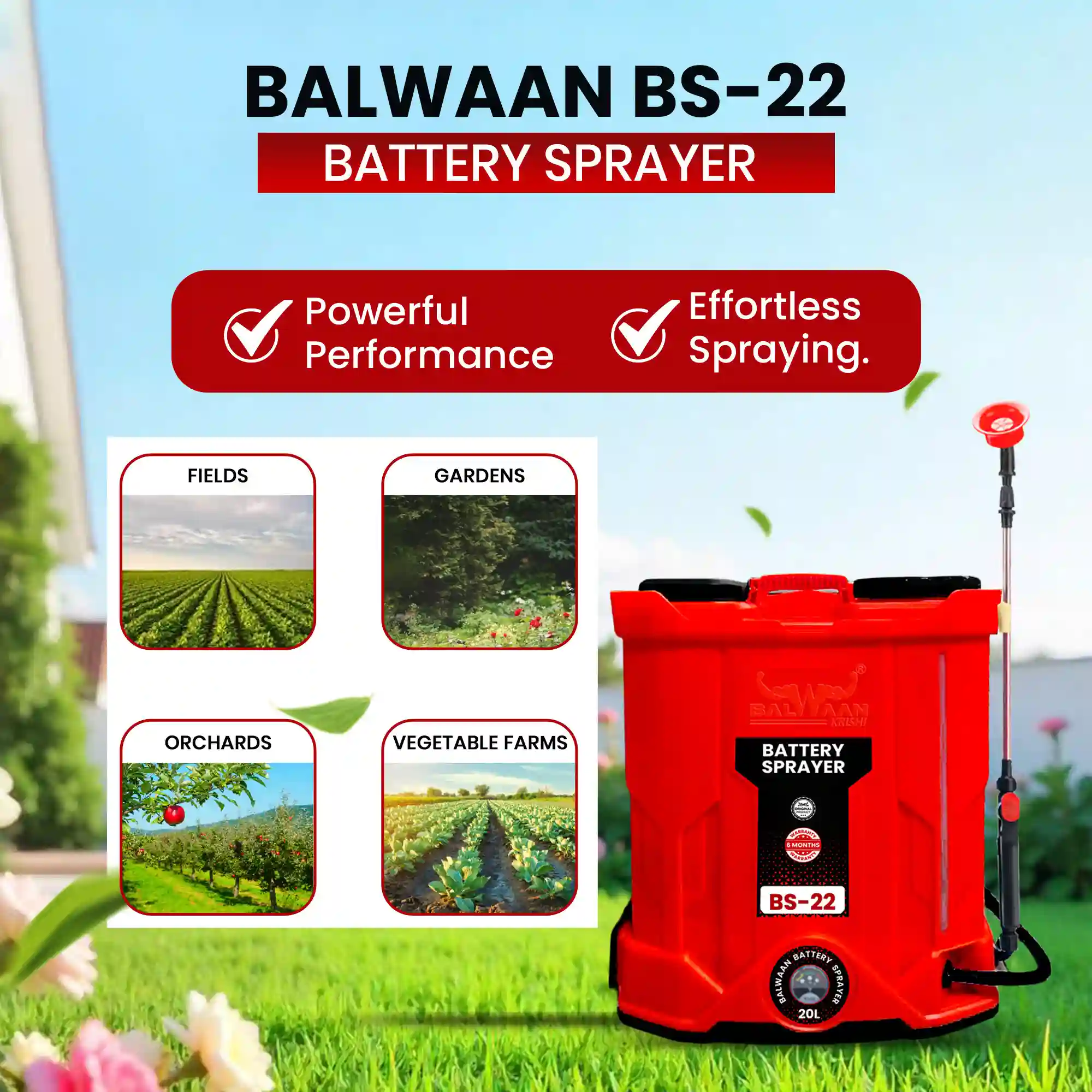 BALWAAN BS-22 SINGLE MOTOR BATTRY SPRAYER 12X12
