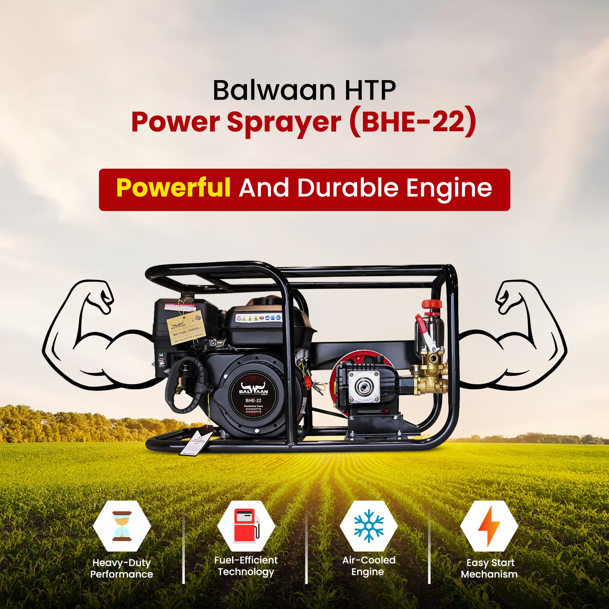 BALWAAN22NO.HTP SPRAYER WITH 6.5HP ENGINE 50MTR HOSE BHE-22