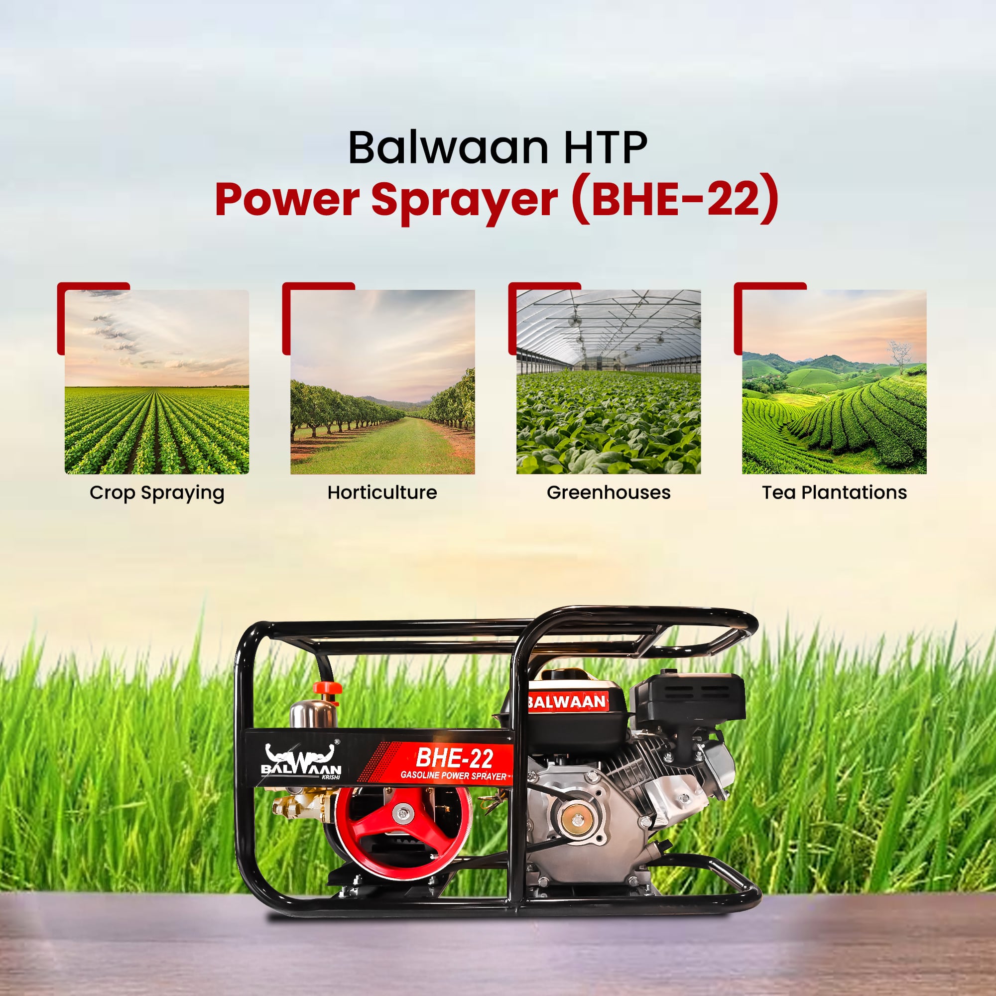 BALWAAN22NO.HTP SPRAYER WITH 6.5HP ENGINE 50MTR HOSE BHE-22