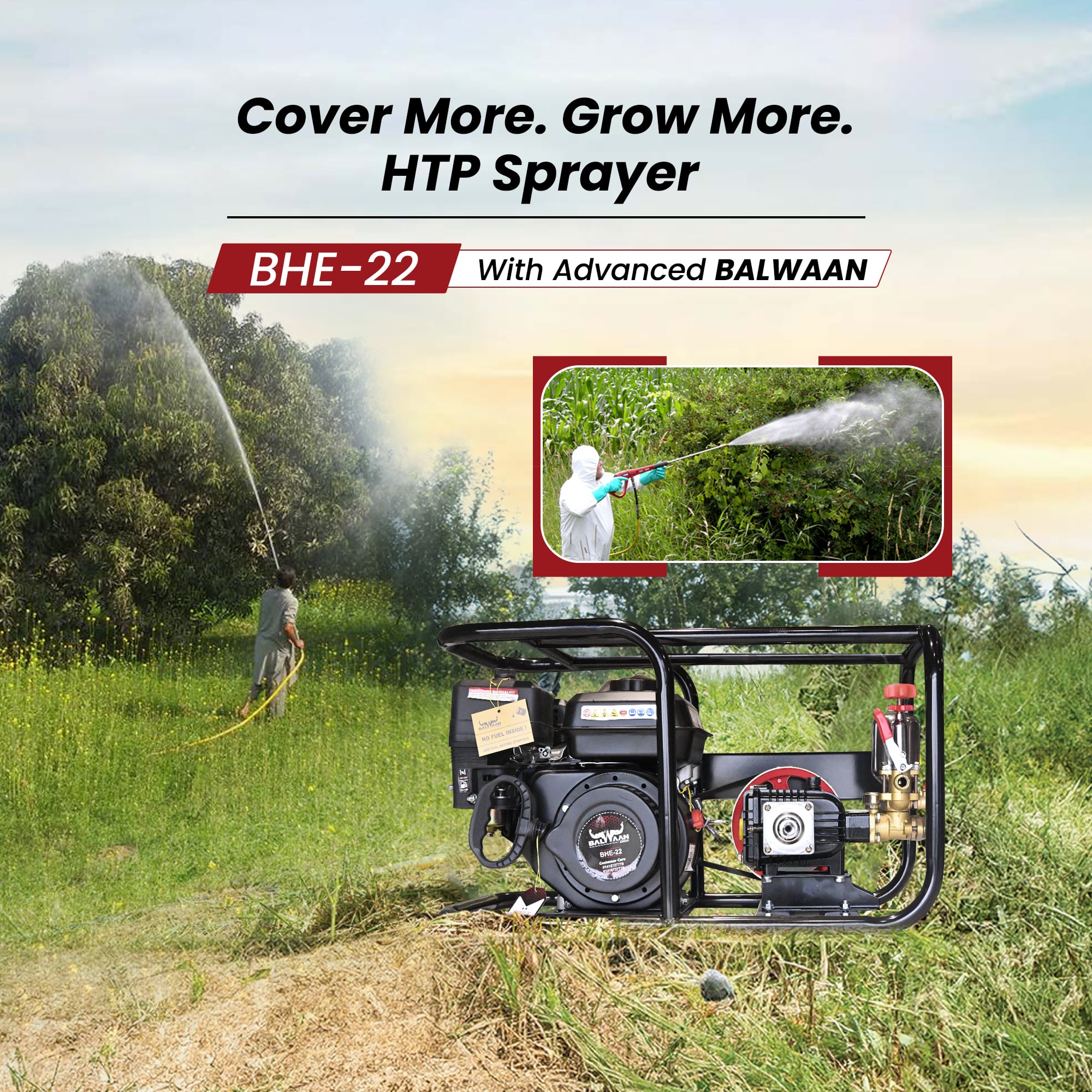 BALWAAN22NO.HTP SPRAYER WITH 6.5HP ENGINE 50MTR HOSE BHE-22