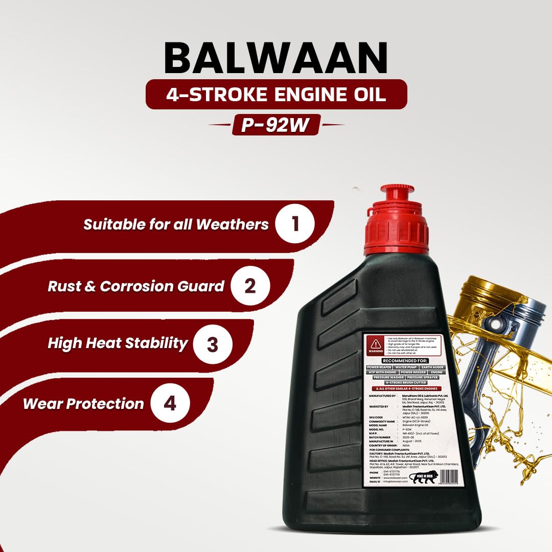 BALWAAN KRISHI PREMIUM 4-STROKE ENGINE OIL-P-92650ML HIGH STABILITY RUST GUARD