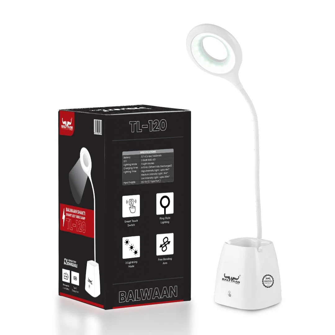 BALWAAN SHAKTI SMART LED TABLE LAMP TL-120 TOUCH CONTROL FLEXIBLE NECK 3LIGHT MODES